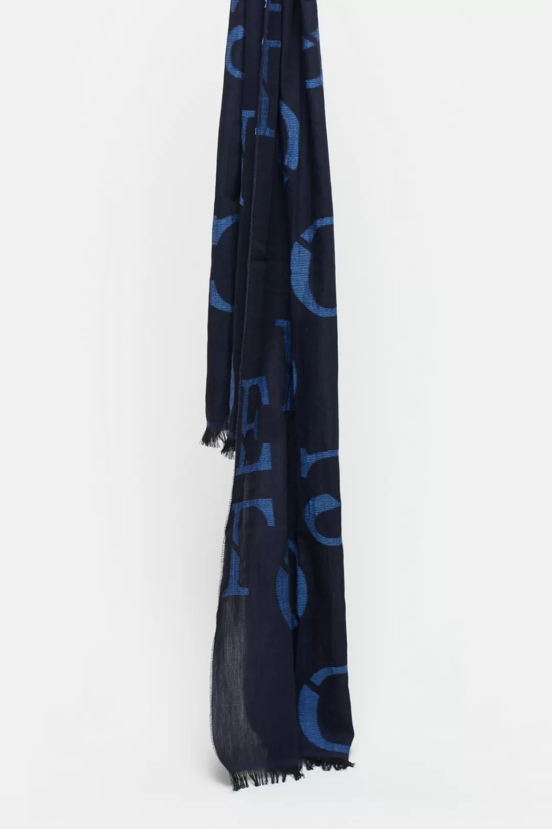 Online Logo Scarf in Linen Mix Women SCARVES & HATS
