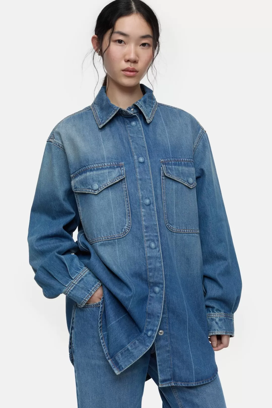 Cheap Oversized Denim Shirt Women JACKETS & COATS