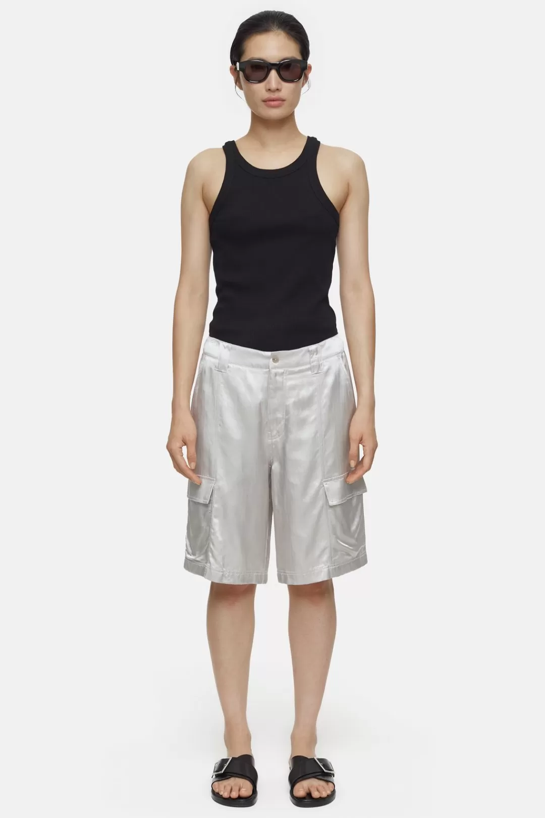 Fashion Satin cargo shorts Women SHORTS